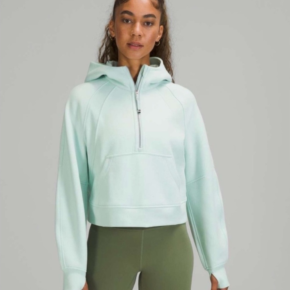 Lululemon Oversized Mint Scuba Cropped Half Zip Hoodie/Pullover